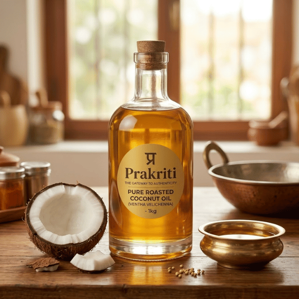 Prakriti Pure Roasted Coconut Oil (വെന്ത വെളിച്ചെണ്ണ / ഉരുക്കു വെളിച്ചെണ്ണ)